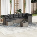 vidaXL Salon de jardin 8 Pièces avec coussins gris résine tressée