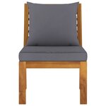 vidaXL Salon de jardin 3Pièces et coussin gris foncé Bois d'acacia solide