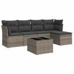 vidaXL Salon de jardin 6 Pièces avec coussins gris résine tressée