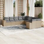 vidaXL Salon de jardin avec coussins 10 Pièces beige résine tressée