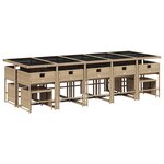 vidaXL Ensemble à manger de jardin et coussins 15 Pièces mélange beige
