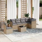 vidaXL Salon de jardin avec coussins 7 Pièces beige résine tressée