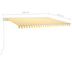vidaXL Auvent manuel rétractable avec LED 400x350 cm Jaune et blanc