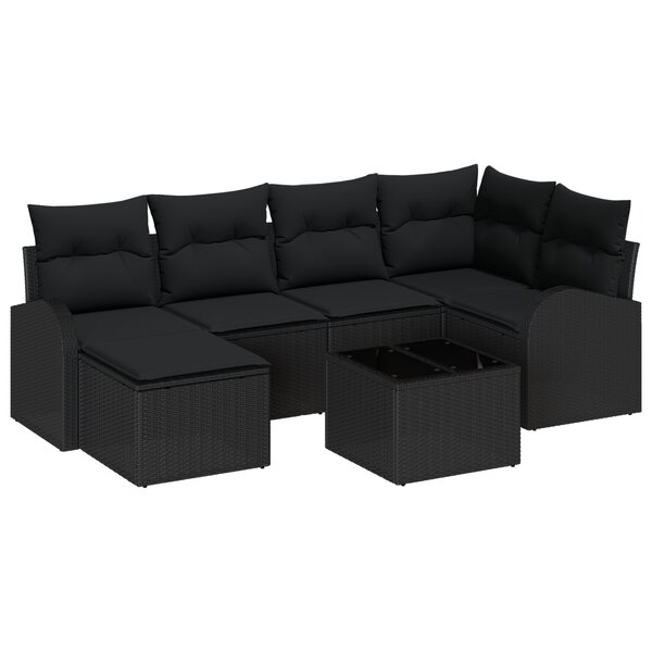 Ensemble de Canapé de Jardin vidaXL 7 Pièces avec Coussins Beige Rattan Poly