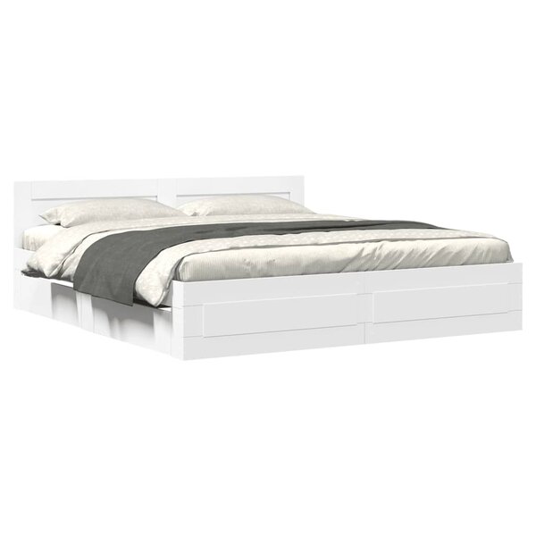 vidaXL Cadre de lit avec tête de lit sans matelas blanc 200x200 cm