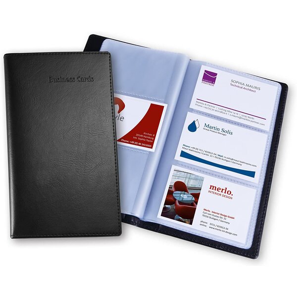 Etui simili cuir pour 120 cartes de visite 90 x 58 mm noir sigel