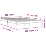 vidaXL Cadre de lit chêne sonoma 160x200 cm bois d'ingénierie et métal