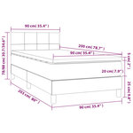 vidaXL Sommier à lattes de lit avec matelas Gris foncé 90x200 cm Tissu