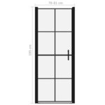 vidaXL Porte de douche Verre trempé 81x195 cm Noir