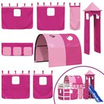 vidaXL Lit mezzanine enfants avec tour sans matelas rose 80x200 cm