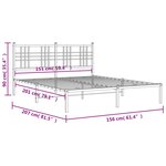 vidaXL Cadre de lit métal sans matelas avec tête de lit noir 150x200cm