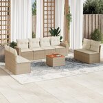 vidaXL Salon de jardin avec coussins 9 Pièces beige résine tressée