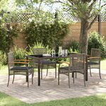 vidaXL Ensemble de salle à manger de jardin 5 pièces avec coussins en rotin synthétique gris