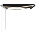 vidaXL Auvent automatique avec capteur de vent et LED 4x3 m Anthracite