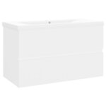 vidaXL Armoire d'évier avec lavabo intégré Blanc Bois d'ingénierie