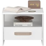 Chambre complète adulte : Lit 140 x 190/200 cm + 2 chevets + Commode - blanc et chêne