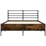 vidaXL Cadre de lit chêne fumé 140x190 cm bois d'ingénierie et métal