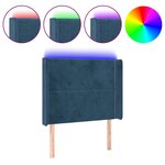vidaXL Tête de lit à LED Bleu foncé 103x16x118/128 cm Velours