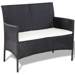 vidaXL Salon de jardin 4 Pièces avec coussins Résine tressée Noir