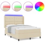 Lit Box Spring vidaXL avec Matelas & LED Crème 140x200 cm Tissu