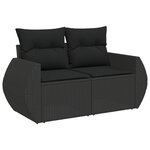 Ensemble de canapés de jardin vidaXL 10 pièces avec coussins en rattan poly noir acacia