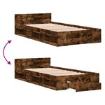 vidaXL Cadre de lit et tiroir chêne fumé 75x190 cm bois d'ingénierie