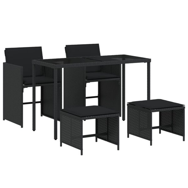 vidaXL Ensemble à manger de jardin coussins 5Pièces Noir Résine tressée