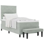 vidaXL Lit à Ressorts avec Matelas & Banc Gris Clair 90x200 cm en Velours
