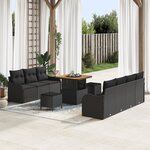 Ensemble de 10 Canapés de Jardin avec Coussins Rattan Poly Noir
