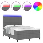 vidaXL Lit à Ressorts avec Matelas & Lumière LED Gris Clair 140x200 cm Tissu Côtelé
