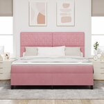 Lit à ressort vidaXL avec matelas rose Super King en velours