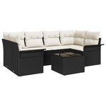 vidaXL Ensemble de Canapés de Jardin 7 Pièces avec Coussins Noir Rotin