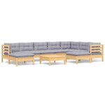 vidaXL Salon de jardin 10 Pièces avec coussins gris bois de pin massif