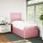 vidaXL Sommier à lattes de lit avec matelas Rose 90x200 cm Velours