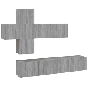 vidaXL Ensemble de meubles TV 7 Pièces Sonoma gris Bois d'ingénierie