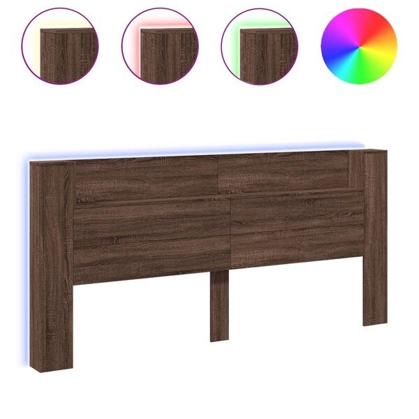 vidaXL Armoire tête de lit avec LED chêne marron 220x16 5x103 5 cm