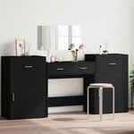 vidaXL Ensemble de coiffeuse 4 Pièces noir bois d'ingénierie