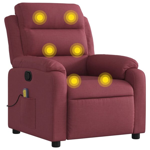 vidaXL Fauteuil de massage inclinable Rouge bordeaux Tissu