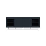 Meuble TV - CARACAS - 180 x 68 x 40 cm -2 portes vitrées + 2 portes - Bleu navy
