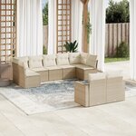 vidaXL Salon de jardin avec coussins 9 Pièces beige résine tressée