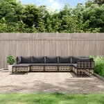 vidaXL Salon de jardin 8 Pièces avec coussins anthracite résine tressée