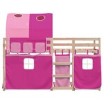 vidaXL Lit superposé avec rideaux rose 80x200 cm bois pin massif