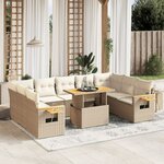 vidaXL Salon de jardin avec coussins 10 Pièces beige résine tressée