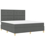 vidaXL Lit Box Spring avec Matelas Gris Foncé Super King Tissu
