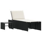 vidaXL Chaises longues lot de 2 avec table noir résine tressée