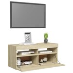 vidaXL Meuble TV avec lumières LED chêne sonoma 90x35x40 cm