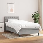 vidaXL Sommier à lattes de lit et matelas Gris clair 90x190 cm Tissu