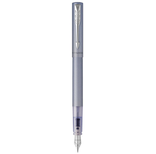 PARKER VECTOR XL Stylo plume  laque bleu-argent métallisée sur laiton  plume moyenne  encre bleue  Coffret cadeau