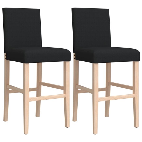 vidaXL Chaises de bar lot de 2 bois massif d'hévéa et tissu