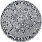 Pièce de monnaie en Argent 2000 Francs g 62.2 (2 oz) Millésime 2025 Lost World coin TRICERATOPS